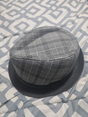 Gray Plaid Fedora Hat